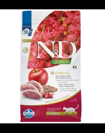 FARMINA N&amp;D Quinoa Cat Hairball Duck, apple, cranberry 1,5 kg Mancare uscata pisica, pentru contreolul ghemotoacelor de blana, cu rata, mere si merisoare