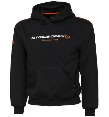 Savage gear mikina junior logo hoodie black ink - 12-14 let