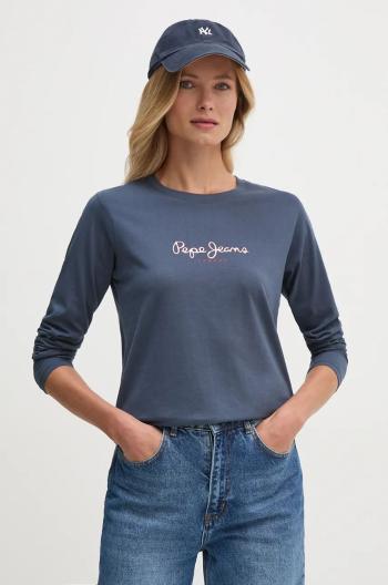 Bavlněné tričko s dlouhým rukávem Pepe Jeans FIORE LS tmavomodrá barva, PL505947