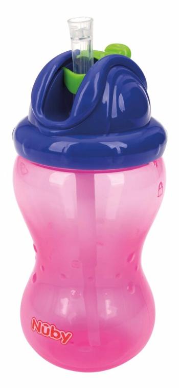 NUBY Hrneček netekoucí se sklápěcím brčkem a 360 ml, 12 m+ červený