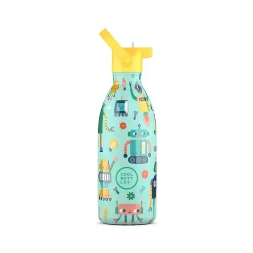 COOL BOTTLES KIDS SHORT CIRCUIT 3D 500 ML Dětská termo láhev, světle zelená, velikost 500 ML
