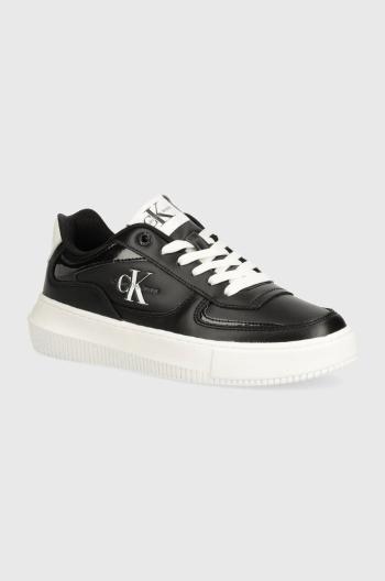 Kožené sneakers boty Calvin Klein Jeans CHUNKY CUPSOLE černá barva, YW0YW01410