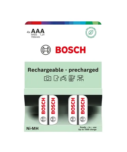 Bosch Rechargeable NiMh AAA HR03 700 mAh Precharged baterie 4 ks