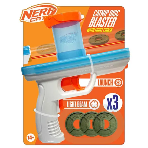 NERF CAT Hračka pro kočky Catnip blaster s 3 ks catnip disků 20 cm