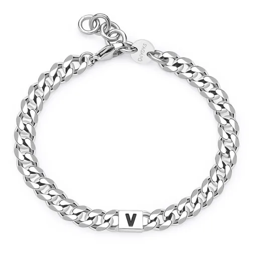 S'Agapõ Pánský ocelový náramek s písmenem V Monogram SMG31