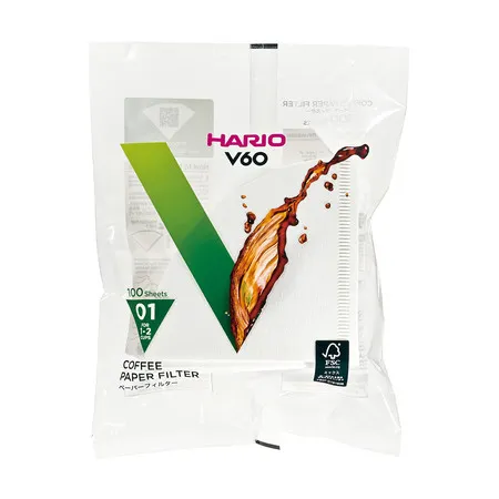 Papírové filtry Hario V60-01 100 ks, bílé (VCF-01-100W)