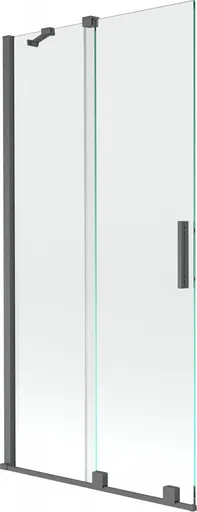 MEXEN/S Velar Dvoukřídlá posuvná vanová zástěna 90 x 150, transparent, grafit kartáčovaná 896-090-000-01-66