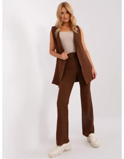 Dámský komplet s vestou YER tmavě hnědý