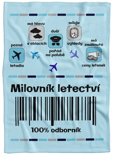 Deka Milovník letectví 100% (Podšití beránkem: NE)