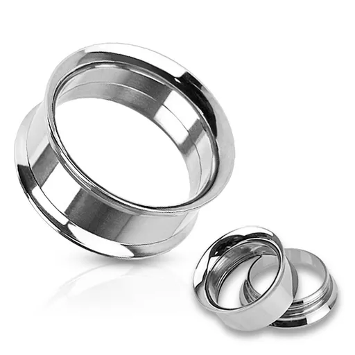 Pirsing do ucha - tunel z chirurgické oceli se zahnutými okraji - Tloušťka : 14 mm