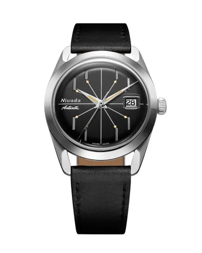 Nivada Grenchen Antarctic Spider Black 38 mm - Black leather