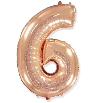 Balón foliový číslice růžovo zlatá - rose gold 102 cm - 6 (8435102305470)