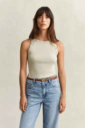 TOP GANT HIGH NECK RIB TANK TOP COUNTRY BEIGE