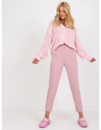 Dámské kalhoty s vysokým pasem LEXA světle růžové