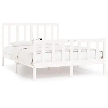 Rám postele bílý masivní dřevo 140 × 190 cm, 3105206 (3105206)
