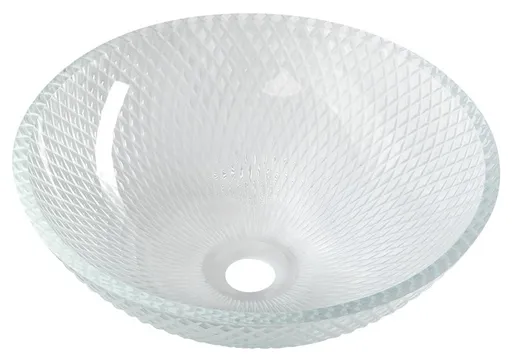 SAPHO PUKETA skleněné gravírované umyvadlo na desku Ø 42cm, čirá TY165