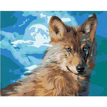 Zuty - Malování podle čísel – VLK VE SVITU ÚPLŇKU (CAROL CAVALARIS), 80x100 cm, vypnuté plátno na rá (HRAmmb05231nad)