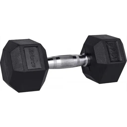 Fitforce FDBB 10 KG Jednoruční šestihranná činka, stříbrná, velikost 10 KG