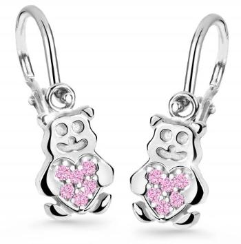 Cutie Jewellery Dětské náušnice z bílého zlata Medvídci C2751-10-X-2 růžová
