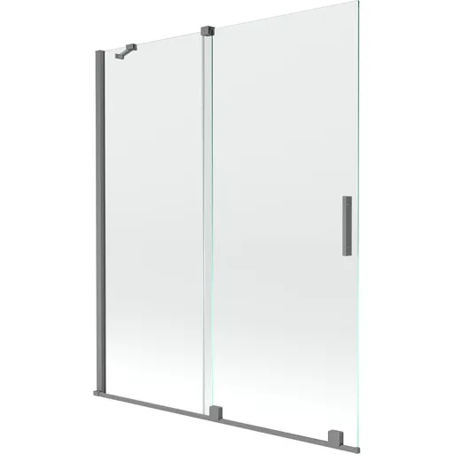 MEXEN/S Velar dvoukřídlá posuvná vanová zástěna 140 x 150, transparent, grafit metal 896-140-000-01-95