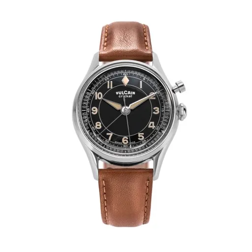 Vulcain Cricket Classique 39 mm - Black/Khaki numbers - Brown Plain