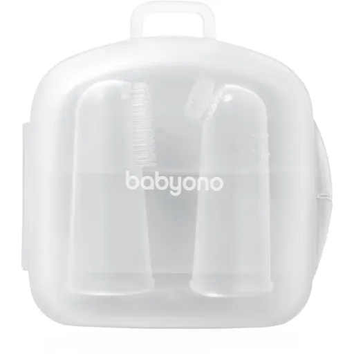 BabyOno Silicone Toothbrush dětský zubní kartáček na prst s pouzdrem 0m+ 2 ks