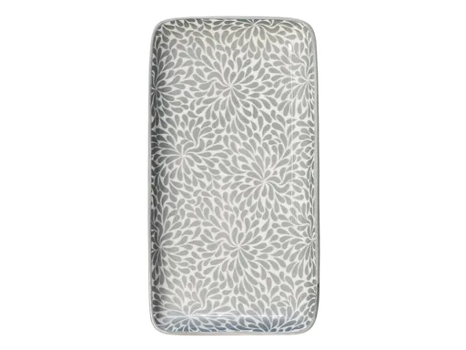 Šedý porcelánový tácek s ornamenty Arés Grey - 20*11*2cm Chic Antique