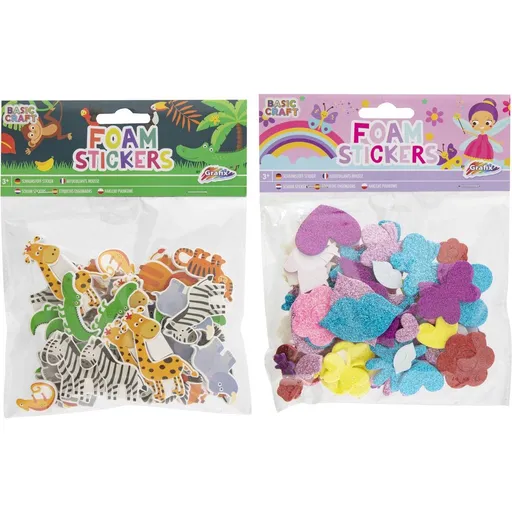 Pěnové samolepky v sáčku zvířátka, srdíčka