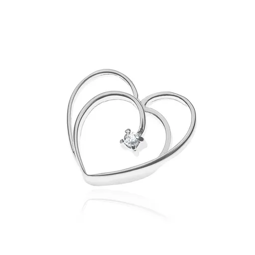 Přívěsek ze stříbra 925 - dvojitá linie srdíčka, malý zirkonek