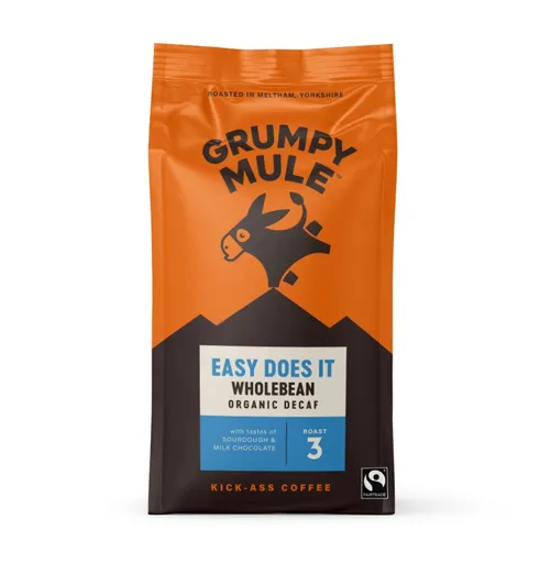 Grumpy Mule BIO SCA 83 Arabica zrnková káva bez kofeinu 200 g