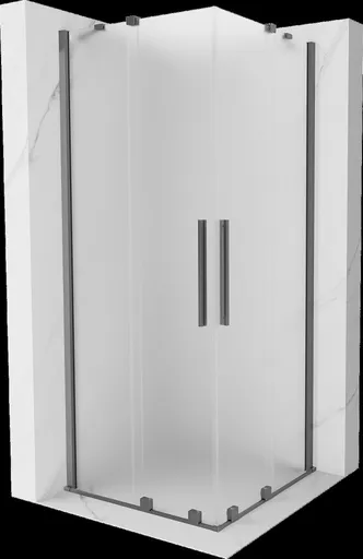 MEXEN/S Velar Duo sprchový kout, posuvné dveře 80 x 80, dekor, grafit metal 871-080-080-32-95