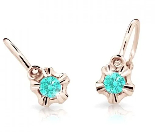Cutie Jewellery Dětské náušnice z růžového zlata C2158-10-X-4 světle zelená