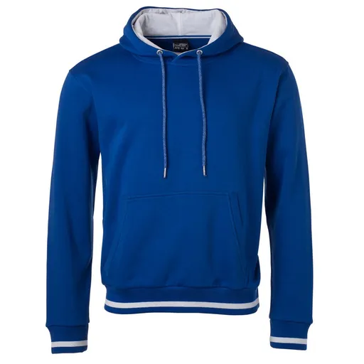 James & Nicholson (Daiber) Pánská mikina s kapucí Club JN778 - Královská modrá / bílá | L