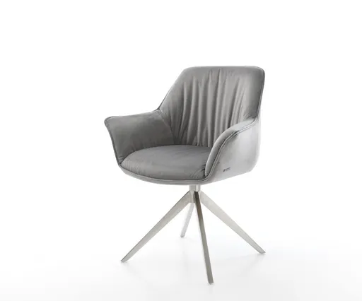 Jídelní židle Keila-Flex s područkami samet šedá křížová podnož