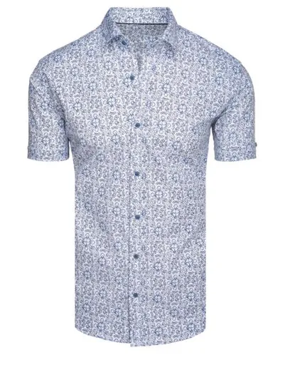Pánská košile s vzorem s krátkým rukávem modrá