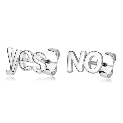 Náušnice ze stříbra 925 - nápisy "yes" a "NO", puzzle