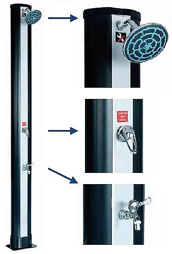 Hanscraft Solární sprcha BLUE RAINBOW s oplachem nohou (antracit / inox)