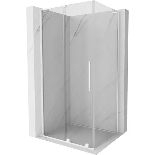MEXEN/S Velar L sprchový kout, posuvné dveře 100 x 85, transparent, bílá 871-100-085-03-20