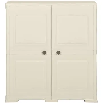 Plastová skříňka design dřeva krémová 340595 (340595)