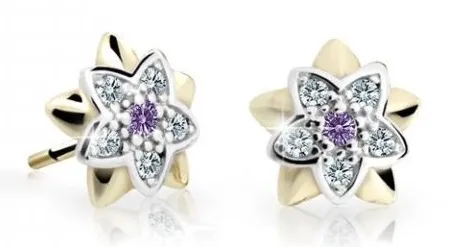 Cutie Jewellery Dětské bicolor náušnice ze žlutého zlata C2210-30-X-1 fialová