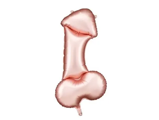 Foliový balónek Penis - rozlučka se svobodou - rosegold - 70 cm - PartyDeco