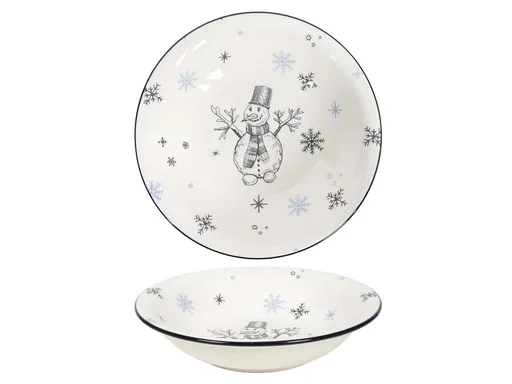 HIT Keramický hluboký talíř 21cm sněhulák