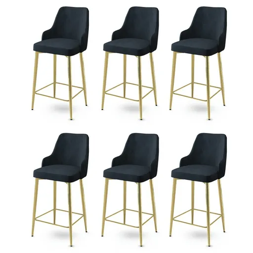 Sada barových židlí Enox Anthracite and Gold, 6 ks, 6 ks