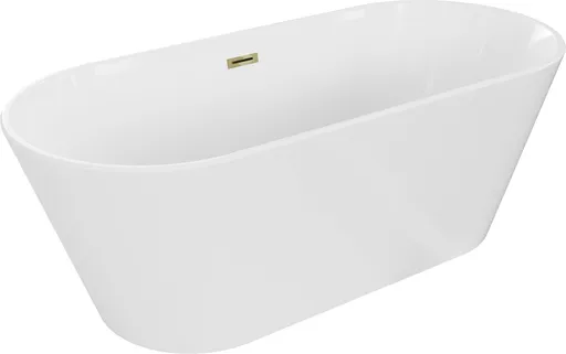 MEXEN/S Flavia volně stojící vana 170 x 75, bílá, sifon a přepad zlatá 54031708000-50