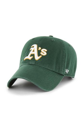 Bavlněná čepice 47brand MLB Oakland Athletics zelená barva, s aplikací, B-RGW18GWS-DGE