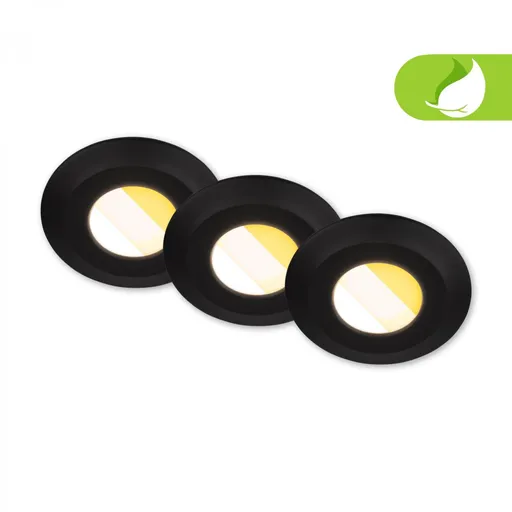 BRILONER Klira 3ks sada LED vestavné bodové svítidlo do koupelny 230V, stmívatelné, IP44, černá 7589035