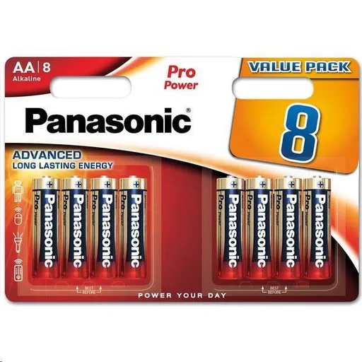 PANASONIC Alkalické baterie Pro Power LR6PPG/8BW AA 1, 5V (Blistr 8ks)