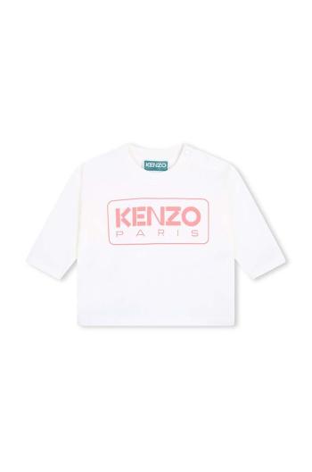 Dětské bavlněné tričko s dlouhým rukávem Kenzo Kids béžová barva, K60489