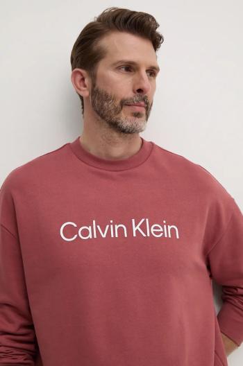 Bavlněná mikina Calvin Klein pánská, fialová barva, s potiskem, K10K112956