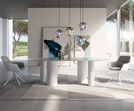 Jídelní stůl Edge boot 240x120 reliéfní sklo perleťové 3D